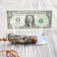 Cholla Cactus Wood Handle Opalite Blade Knife Necklace  #5656  Mountain Man Necklace