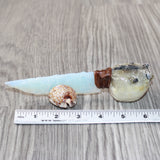 Parrot Puffer Fish Handle Opalite Blade Ornamental Knife #6064     Mountain Man Knife