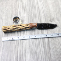 Cholla Cactus Wood Handle Obsidian Blade Ornamental Knife #8656  Mountain Man Knife