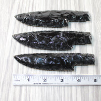 3 Obsidian Ornamental Knife Blades  #4656    Mountain Man Knife