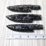 3 Obsidian Ornamental Knife Blades  #4656    Mountain Man Knife