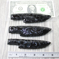 3 Obsidian Ornamental Knife Blades  #4656    Mountain Man Knife