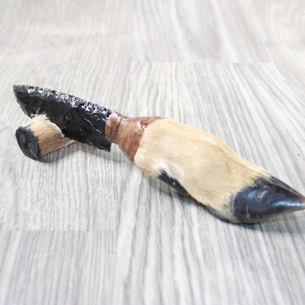 Deer Foot Handle Obsidian Blade Ornamental Knife #7856  Mountain Man Knife
