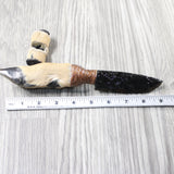 Deer Foot Handle Obsidian Blade Ornamental Knife #7856  Mountain Man Knife