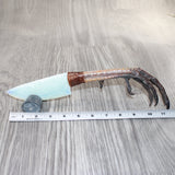 Turkey Foot Handle Opalite Blade Ornamental Knife #9164     Mountain Man Knife