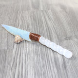 Selenite Spiral Handle Opalite Blade Ornamental Knife #8264     Mountain Man Knife