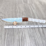 Selenite Spiral Handle Opalite Blade Ornamental Knife #8264     Mountain Man Knife