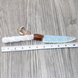 Selenite Spiral Handle Opalite Blade Ornamental Knife #8264     Mountain Man Knife