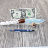 Selenite Spiral Handle Opalite Blade Ornamental Knife #8264     Mountain Man Knife
