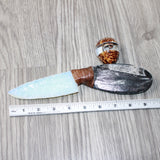 Orthoceras Fossil Handle Opalite Blade Ornamental Knife #8264     Mountain Man Knife
