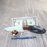 Orthoceras Fossil Handle Opalite Blade Ornamental Knife #8264     Mountain Man Knife