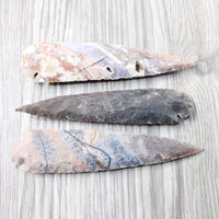 3 Stone Ornamental Spearheads  #3656     Arrowhead