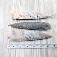 3 Stone Ornamental Spearheads  #3656     Arrowhead