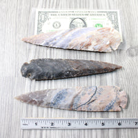 3 Stone Ornamental Spearheads  #3656     Arrowhead