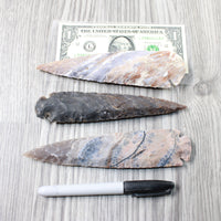 3 Stone Ornamental Spearheads  #3656     Arrowhead