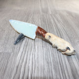 Coyote Foot Handle Opalite Blade Ornamental Knife #9364     Mountain Man Knife