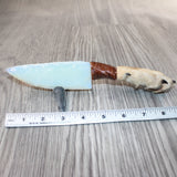 Coyote Foot Handle Opalite Blade Ornamental Knife #9364     Mountain Man Knife