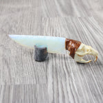 Muskrat Skull Handle Opalite Blade Ornamental Knife #3856     Mountain Man Knife