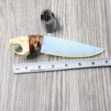 Muskrat Skull Handle Opalite Blade Ornamental Knife #3856     Mountain Man Knife
