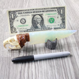 Muskrat Skull Handle Opalite Blade Ornamental Knife #3856     Mountain Man Knife