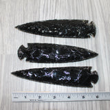 3 Obsidian Ornamental Spearheads  #9564     Arrowhead