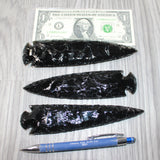 3 Obsidian Ornamental Spearheads  #9564     Arrowhead