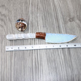 Selenite Spiral Handle Opalite Blade Ornamental Knife #9664     Mountain Man Knife