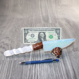 Selenite Spiral Handle Opalite Blade Ornamental Knife #9664     Mountain Man Knife