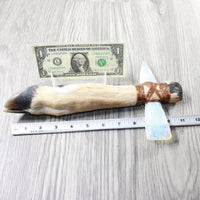 Deer Foot Handle Opalite Head Ornamental Tomahawk #4956    Mountain Man Knife Axe Hatchet