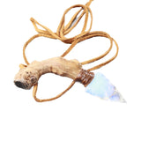 Grapevine Wood Handle Opalite  Blade Knife Necklace  #5056  Mountain Man Necklace