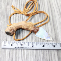 Grapevine Wood Handle Opalite  Blade Knife Necklace  #5056  Mountain Man Necklace