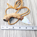 Grapevine Wood Handle Opalite  Blade Knife Necklace  #5056  Mountain Man Necklace