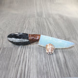 Orthoceras Fossil Handle Opalite Blade Ornamental Knife #0764     Mountain Man Knife