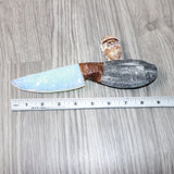 Orthoceras Fossil Handle Opalite Blade Ornamental Knife #0764     Mountain Man Knife