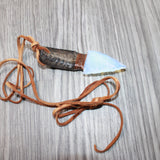 Goat Horn Handle  Opalite Blade Knife Necklace  #6764  Mountain Man Necklace
