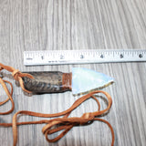 Goat Horn Handle  Opalite Blade Knife Necklace  #6764  Mountain Man Necklace