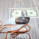 Goat Horn Handle  Opalite Blade Knife Necklace  #6764  Mountain Man Necklace