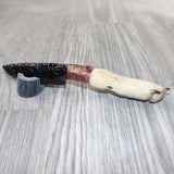 Coyote Foot Handle Obsidian Blade Ornamental Knife #1764  Mountain Man Knife