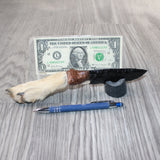Coyote Foot Handle Obsidian Blade Ornamental Knife #1764  Mountain Man Knife
