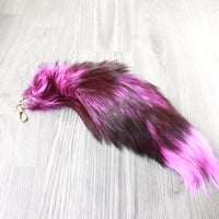 1 Dyed Silver Fox Tail Key Ring #1056  Taxidermy Keychain Tassel Bag Tag