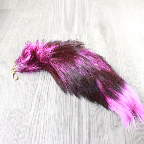 1 Dyed Silver Fox Tail Key Ring #1056  Taxidermy Keychain Tassel Bag Tag
