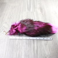 1 Dyed Silver Fox Tail Key Ring #1056  Taxidermy Keychain Tassel Bag Tag