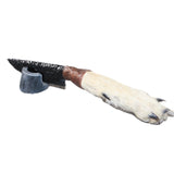 Coyote Foot Handle Obsidian Blade Ornamental Knife #1864  Mountain Man Knife