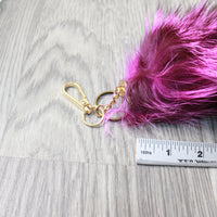 1 Dyed Silver Fox Tail Key Ring #1056  Taxidermy Keychain Tassel Bag Tag