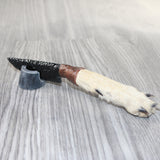 Coyote Foot Handle Obsidian Blade Ornamental Knife #1864  Mountain Man Knife