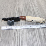 Coyote Foot Handle Obsidian Blade Ornamental Knife #1864  Mountain Man Knife