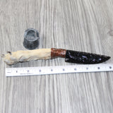 Coyote Foot Handle Obsidian Blade Ornamental Knife #1864  Mountain Man Knife