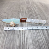 Selenite Spiral Handle Opalite Blade Ornamental Knife #0864     Mountain Man Knife