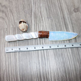 Selenite Spiral Handle Opalite Blade Ornamental Knife #0864     Mountain Man Knife