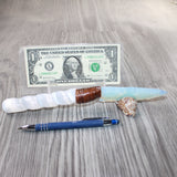 Selenite Spiral Handle Opalite Blade Ornamental Knife #0864     Mountain Man Knife